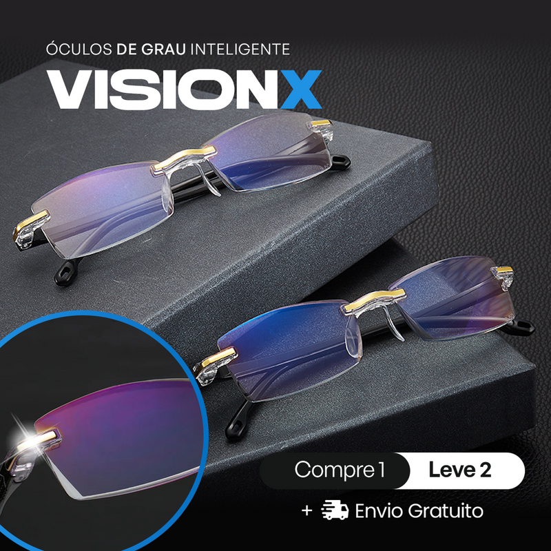 QUEIMA DE ESTOQUE COMPRE 1 LEVE 2 Óculos de Grau Inteligente Adaptável VisionX + Caixa de Brinde